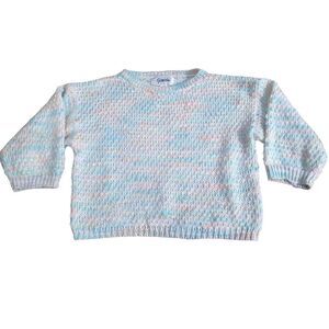 Vintage Genesis Marled Pastel Knit Sweater Crochet Grandma Pullover Adult M